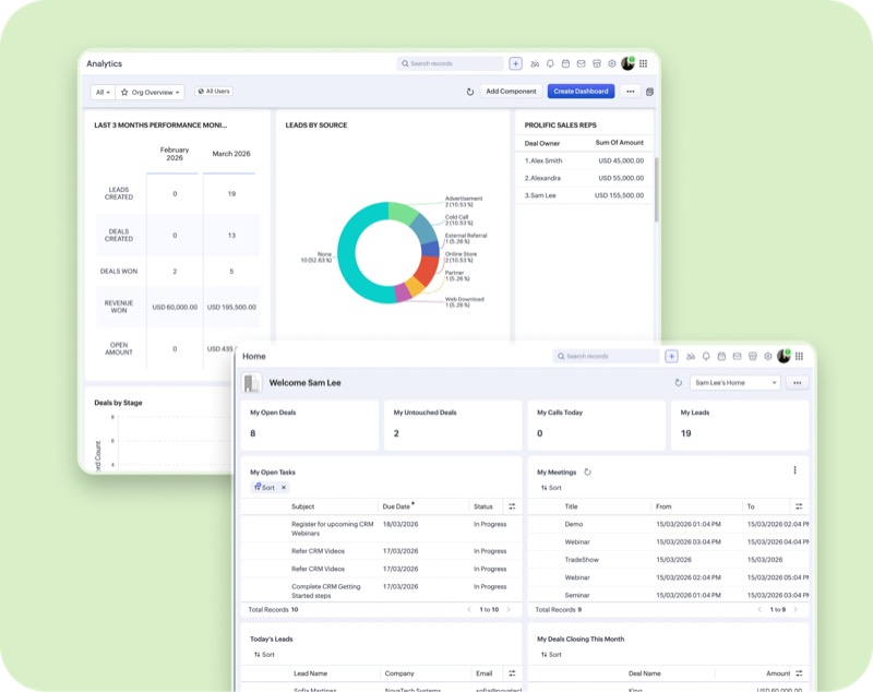 Illustration representing a connected Zoho ecosystem